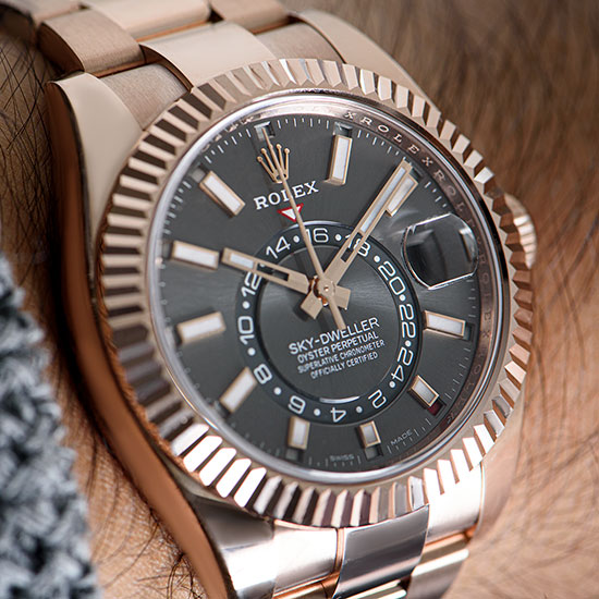 Rolex Unworn Sky-Dweller Rose Gold Slate Dial B&P 326935 | Watch Centre