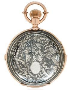 Sandoz. A Rare Niello Gold & Silver Five Minute Repeater Chrono Full Hunter Pocket Watch C1890