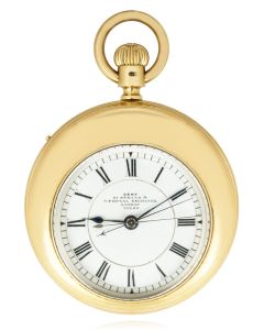 Dent. A Rare Gold Split Second Keyless Pocket Watch with Gold Chain C1875