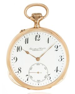 International Watch Company. A Rose Gold Keyless Lever Open Face Pocket Watch C1920's