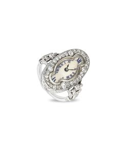 Antique White Gold Diamond Ring Watch Circa 1890's