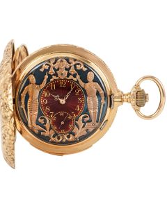 Vulcain 18ct Rose Gold Full Hunter Minute Repeating Automaton Pocket Watch C1880