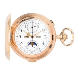 Volta 18ct Full Hunter Calendar Minute Chronograph Pocket Watch | Watch ...