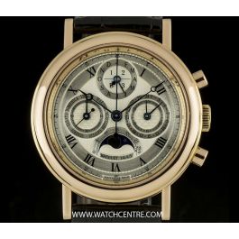 Breguet 18k Rose Gold Silver Dial Perpetual Calendar Chronograph