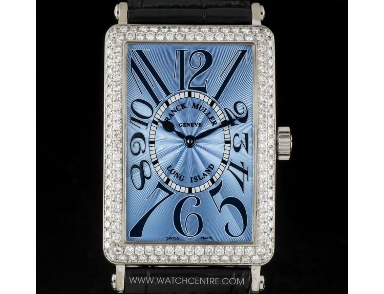 Franck Muller 18k W G Blue Dial Diamond Set Long Island B P 1000 SC D