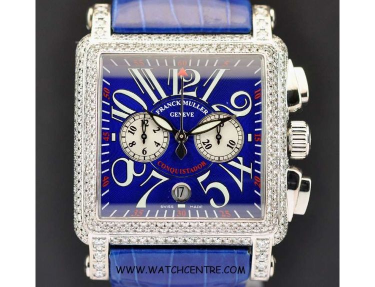 Franck Muller 18K W G Blue Dial Conquistador Cortez B P 10000 CC