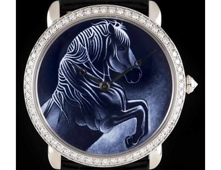 Cartier Ronde Louise XL Chinese Year Of The Horse Limited Edition 18k White Gold Diamond Bezel HPI00612