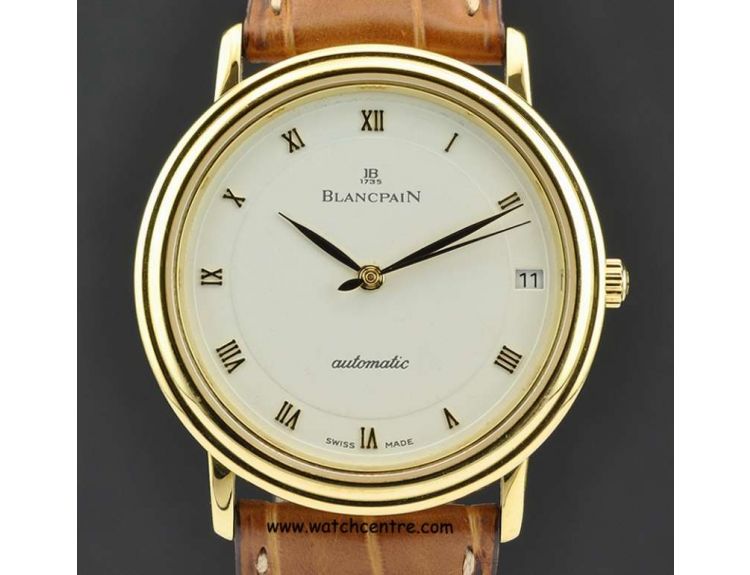 Blancpain 18k Y G White Enamel Dial Villeret Ultra Slim Date 1151