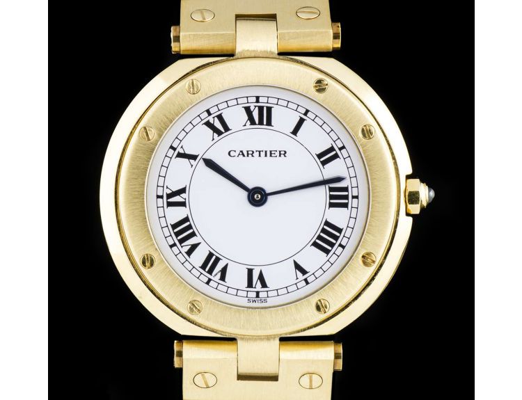 Cartier Santos Vendome Gents 18k Yellow Gold White Roman Dial