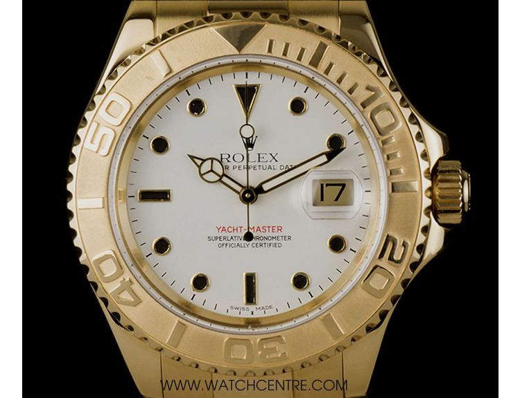 Rolex 18k Yellow Gold White Dial Yacht-Master B&P 16628 | Watch Centre