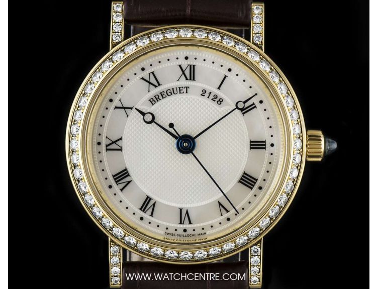 Breguet 18k Yellow Gold MOP Dial Diamond Bezel Classique 8068BA 52