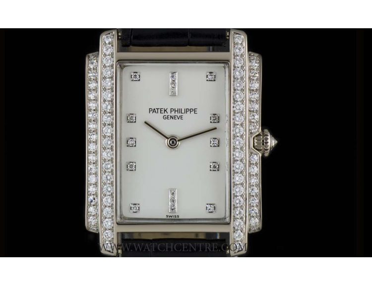 Patek Philippe 18k White Gold White Dial Diamond Set Gondolo 4825