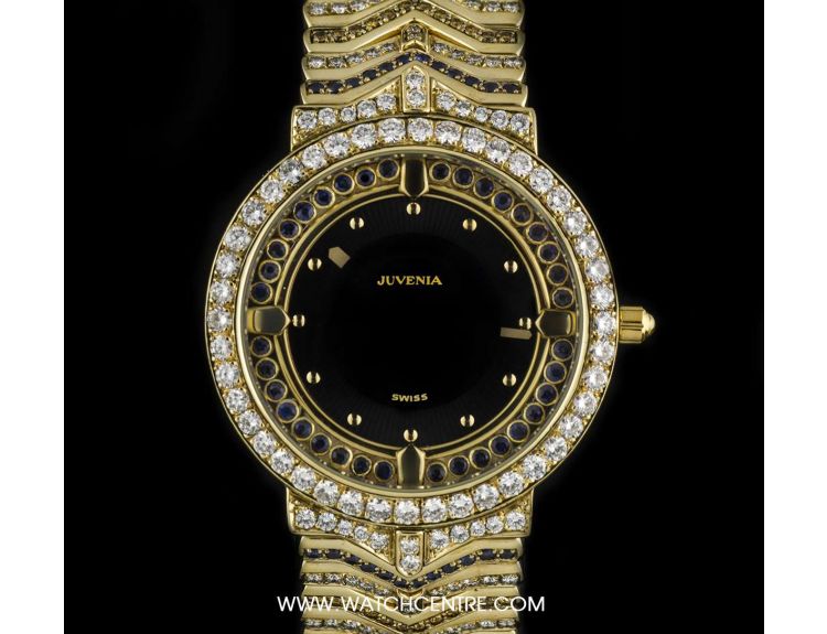 Juvenia 18k Y Gold Diamond Yellow Sapphire Blue Sapphire Set Watch