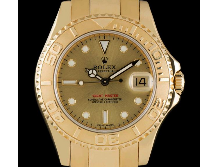 Rolex Yachtmaster 18K Yellow Gold Mother of Pearl Dial Watch 68628