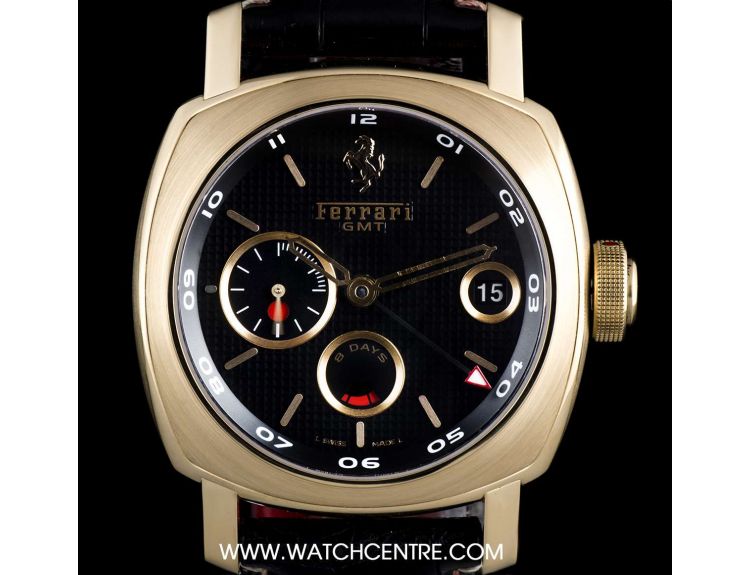 Panerai Ferrari 18k Rose Gold Black Dial 8 Days GMT B P FER00007