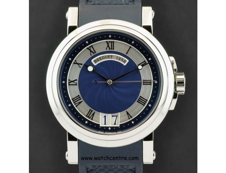 Breguet S S Silver Blue Guilloche Dial Marine Big Date B P 5817