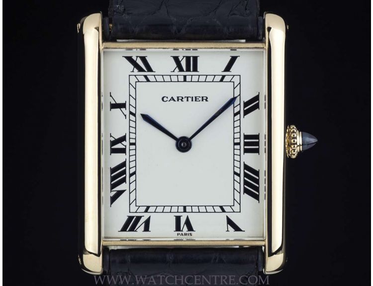Cartier 18k Yellow Gold Silver Roman Dial Jumbo Tank Automatic | Watch ...