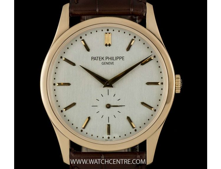 Patek Philippe 18k Rose Gold Silver Dial Calatrava Gents 5196R