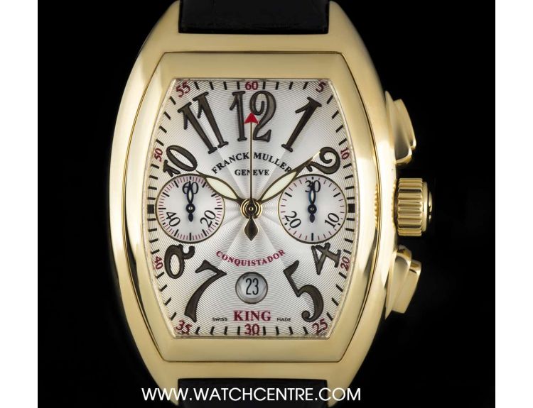 Franck Muller 18k Y G Silver Dial King Conquistador Chrono B P 8002 CC KING