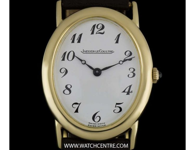 Jaeger LeCoultre 18k Yellow Gold White Dial Ellipse Vintage