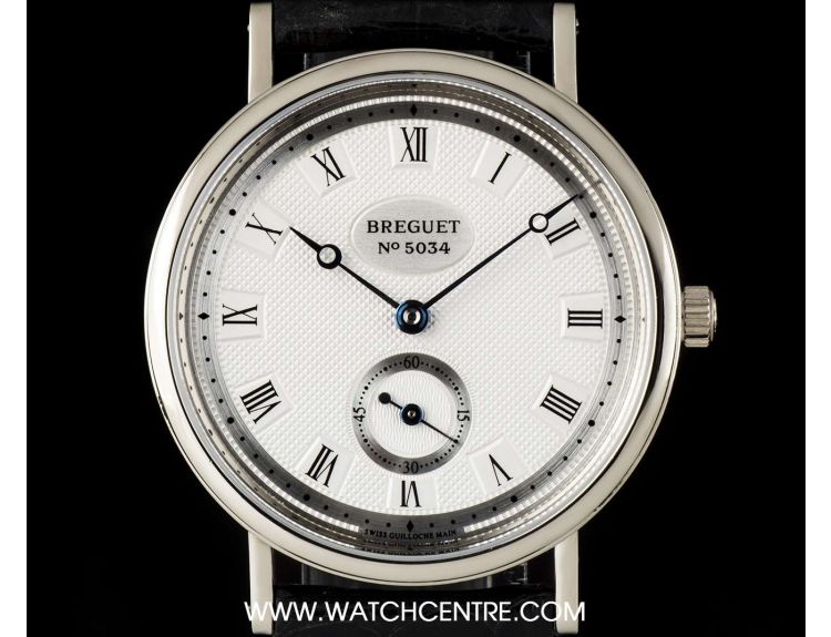 Breguet 18k White Gold Silver Roman Dial Classique Gents Watch