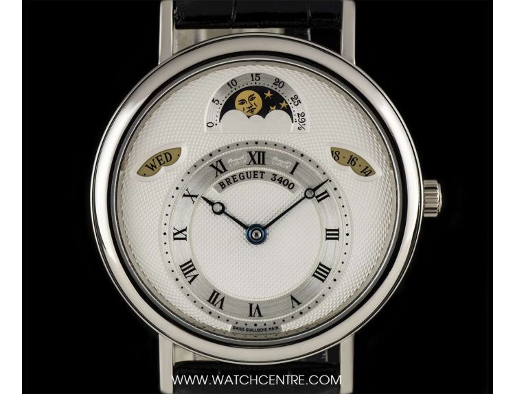 Breguet Platinum Silver Dial Day Date Moonphase Classique Gents