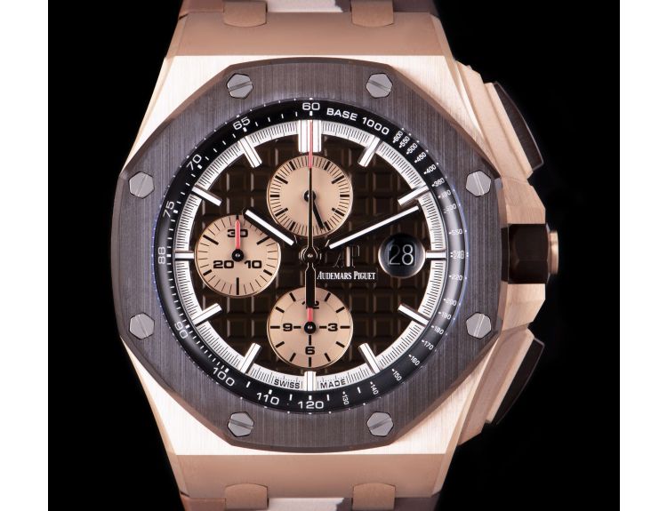 Audemars Piguet Unworn Limited Edition Royal Oak Offshore Camo Gents 18k Rose Gold Brown Dial B P 26401RO.OO.A087CA.01