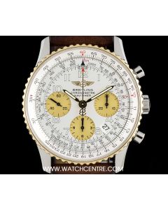 Breitling Steel & Gold Silver Arabic Dial Navitimer Chronograph Gents D23322