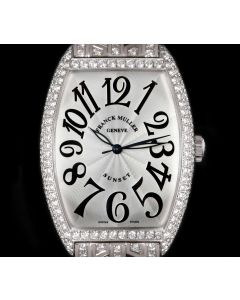 Franck Muller Sunset Master of Complications Gents 18k White Gold Silver Guilloche Dial Diamond Set 6850 SC D