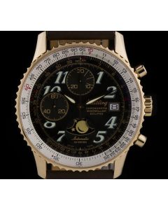 Breitling 18k Rose Gold Black Dial Montbrillant Eclipse Moonphase H43330