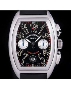 Franck Muller Conquistador Chronograph Gents Stainless Steel Black Dial B&P 8002 CC