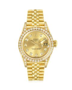 Rolex Datejust Champagne Dial Diamond Bezel 26mm 79158