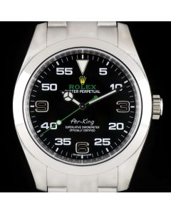 Rolex Unworn Air-King Men's Stainless Steel Black Dial B&P 116900
