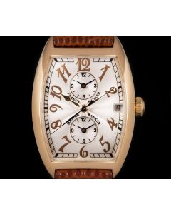 Franck Muller Master Banker Triple Time Zone Gents 18k Rose Gold Silver Guilloche Dial B&P 2852 MB