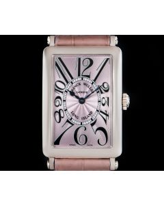 Franck Muller Long Island Women's 18k White Gold Pink Guilloche Dial B&P 950 QZ