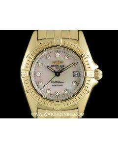 Breitling 18k Yellow Gold White Mother Of Pearl Diamond Dial Callistino Ladies K52045