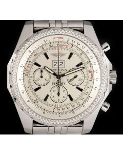 Breitling For Bentley 6.75 Chronograph Stainless Steel Silver Baton Dial A44362