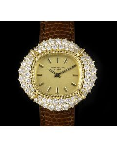 Patek Philippe Cocktail Women's 18k Yellow Gold Champagne Gilded Dial Diamond Set 4277/1
