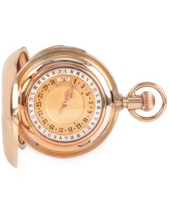 A Rare  Gold Double Sided Calendar Quarter Repeater Pocket Watch C1900s