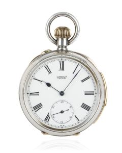 Stauffer & Co Silver Open Face Keyless Minute Repeater Retailed by Lebolt Chicago