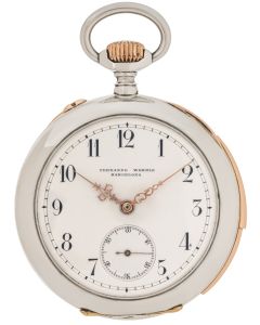 Fernando Wehrle Barcelona. A Silver and Rose Gold Keyless Lever Minute Repeater  Open Face Pocket Watch C1900