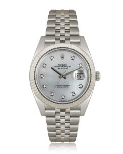 Rolex Datejust 41 Stainless Steel Mother of Pearl Diamond Dial B&P 126334