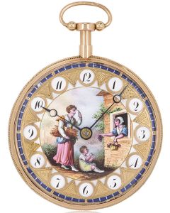 A French Gold Verge Quarter Repeater Pocket Watch With Painted Enamel Dial C1820