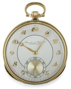 IWC Gold Keyless Lever Open Face Pocket Watch C1920s